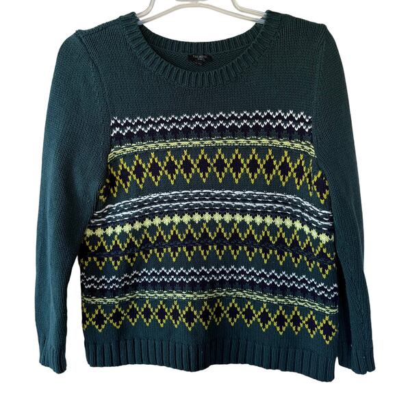 Talbots size L/P Green Yellow Warm pullover sweater size L/P - Picture 1 of 8